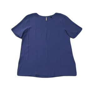 Eileen Fisher Silk Georgette Crepe Peplum Blouse in Plum, size Medium